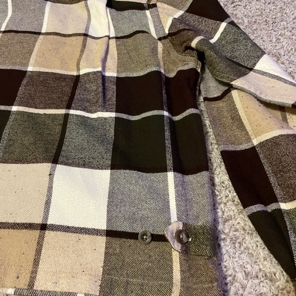 dressbarn women’s zipper coat plaid tan/cream/brown/black size large - Picture 5 of 11